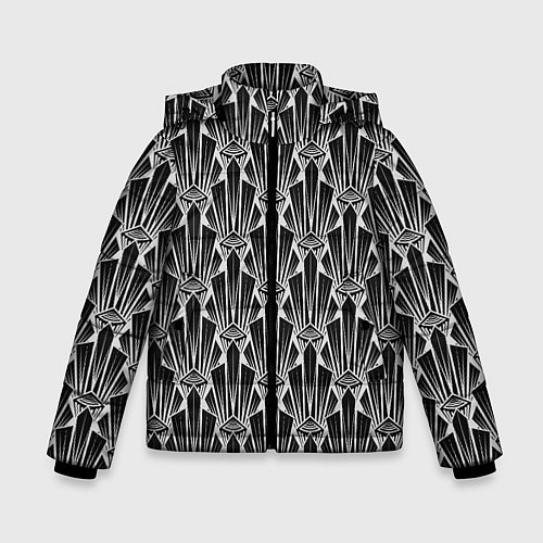 Зимняя куртка для мальчика Черно-белый модный геометрический узор арт деко / 3D-Красный – фото 1