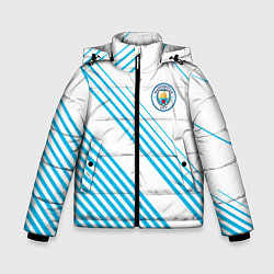 Куртка зимняя для мальчика Манчестер сити голубые полоски, цвет: 3D-светло-серый