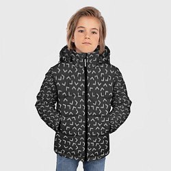 Куртка зимняя для мальчика Угловые Фигуры На Чёрном Фоне, цвет: 3D-светло-серый — фото 2