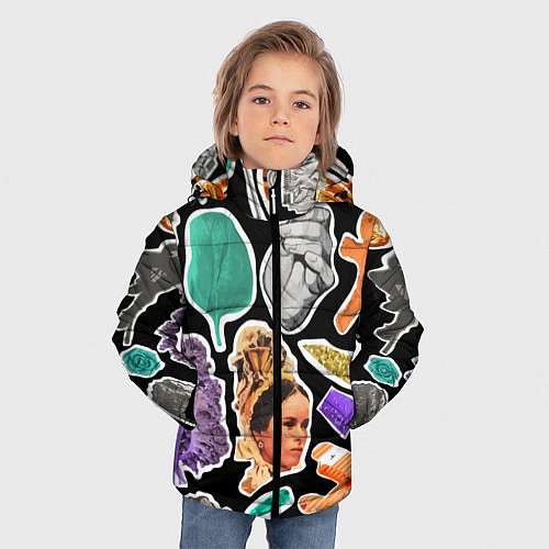 Зимняя куртка для мальчика Underground pattern Fashion trend / 3D-Светло-серый – фото 3