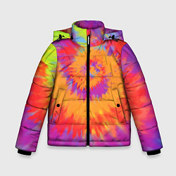 Куртка зимняя для мальчика Тай дай в радуге, цвет: 3D-черный