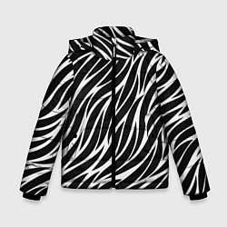 Куртка зимняя для мальчика Волнистые Листы, цвет: 3D-черный