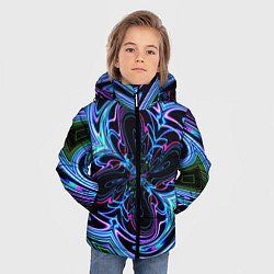 Куртка зимняя для мальчика Неоновые узоры и фигуры - Синий, цвет: 3D-светло-серый — фото 2