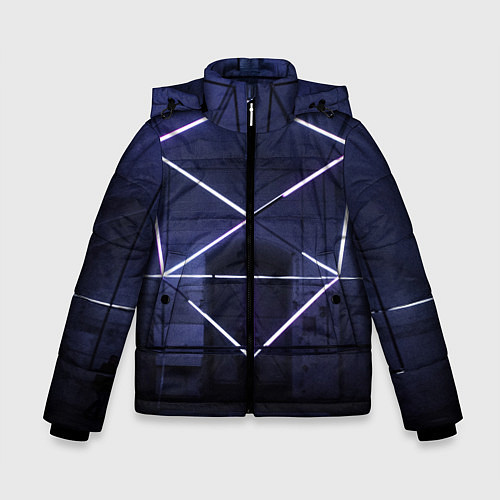 Зимняя куртка для мальчика Неоновый прерывистый куб во тьме - Фиолетовый / 3D-Светло-серый – фото 1