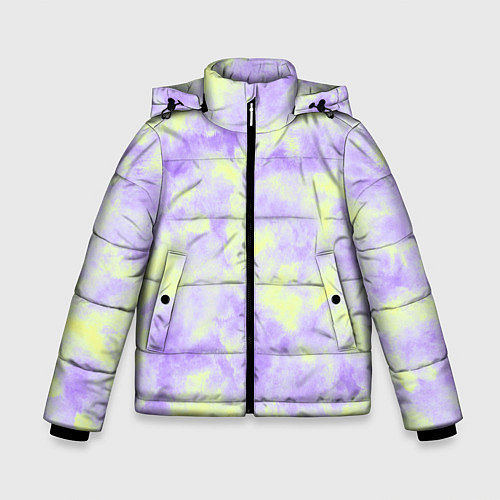 Зимняя куртка для мальчика Нежный желто-фиолетовый тай дай / 3D-Светло-серый – фото 1