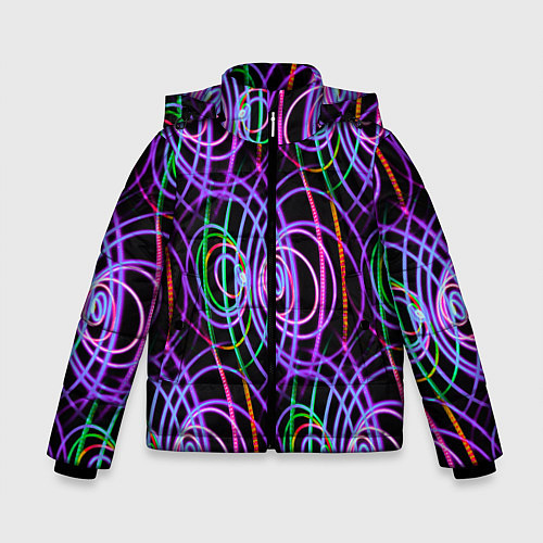 Зимняя куртка для мальчика Неоновые круги и линии - Фиолетовый / 3D-Красный – фото 1