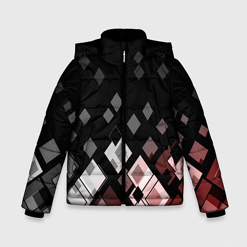 Зимняя куртка для мальчика Geometric pattern черно-коричневый узор Ромбы / 3D-Красный – фото 1
