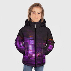 Куртка зимняя для мальчика Неоновый ночной переход - Фиолетовый, цвет: 3D-светло-серый — фото 2