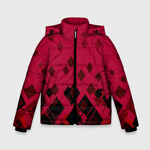 Зимняя куртка для мальчика Геометрический узор в красно-черных тонах / 3D-Красный – фото 1