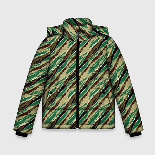 Зимняя куртка для мальчика Абстрактный узор камуфляжной расцветки / 3D-Светло-серый – фото 1