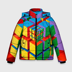Куртка зимняя для мальчика Цветные кубики КУБОКУБ, цвет: 3D-светло-серый