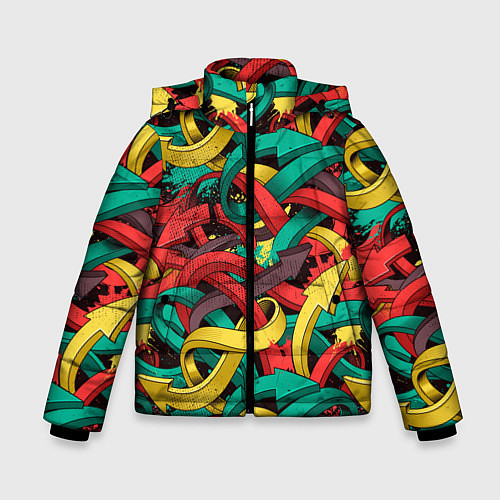 Зимняя куртка для мальчика Граффити стрелки Паттерн / 3D-Красный – фото 1