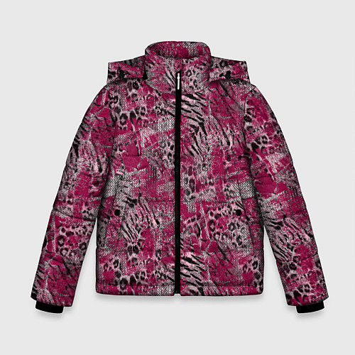Зимняя куртка для мальчика Тигровый-леопардовый гранж / 3D-Красный – фото 1