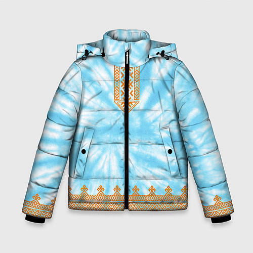 Зимняя куртка для мальчика Славянская тай-дай рубаха / 3D-Красный – фото 1
