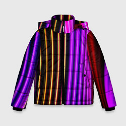 Куртка зимняя для мальчика Неоновые линейные фонари - Фиолетовый, цвет: 3D-красный