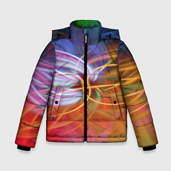 Куртка зимняя для мальчика Неоновое множество линий в абстракции - Оранжевый, цвет: 3D-светло-серый