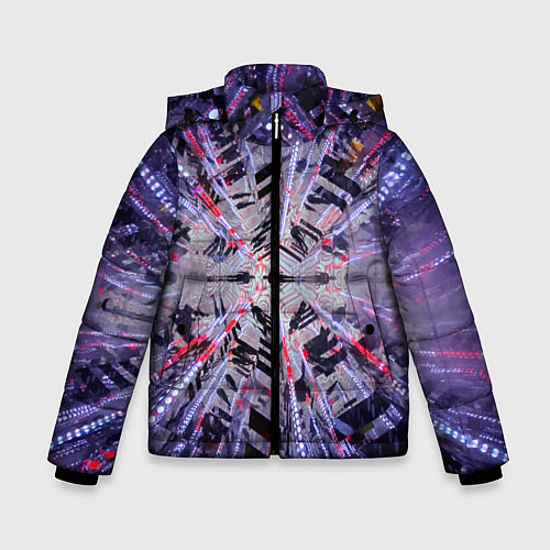 Зимняя куртка для мальчика Неоновый абстрактный коридор - Фиолетовый / 3D-Красный – фото 1