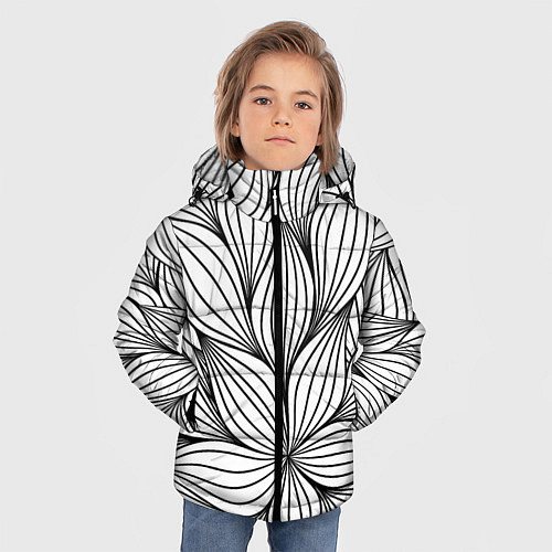 Зимняя куртка для мальчика Бесконечные Белые Листья / 3D-Светло-серый – фото 3
