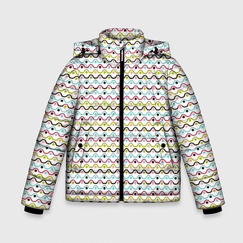 Зимняя куртка для мальчика Волнистые линии геометрия / 3D-Светло-серый – фото 1