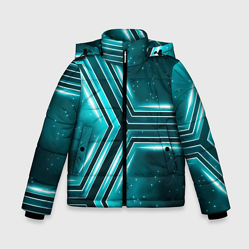 Зимняя куртка для мальчика Космические соты / 3D-Светло-серый – фото 1