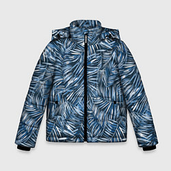Куртка зимняя для мальчика Тропические листья пальмы, цвет: 3D-черный