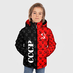 Куртка зимняя для мальчика Ссср - серп и молот - паттерн, цвет: 3D-черный — фото 2