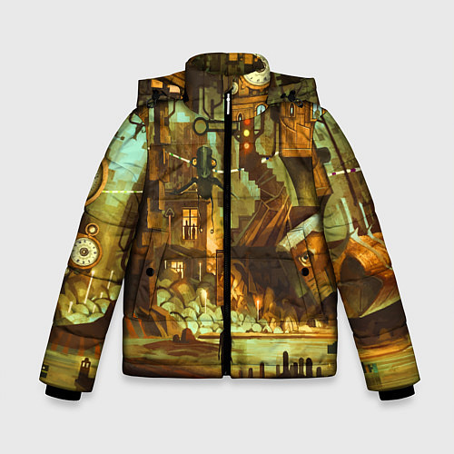 Зимняя куртка для мальчика Cool Steampunk painting / 3D-Светло-серый – фото 1