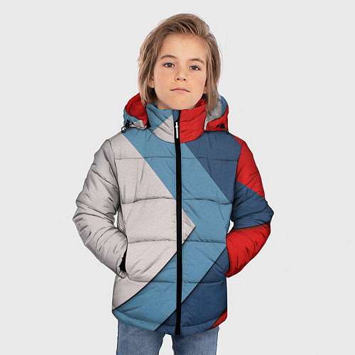 Зимняя куртка для мальчика Абстрактная геометрия - Синий / 3D-Светло-серый – фото 3