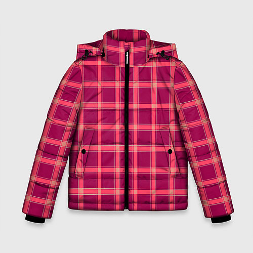 Зимняя куртка для мальчика Красный модный узор в крупную клетку / 3D-Светло-серый – фото 1
