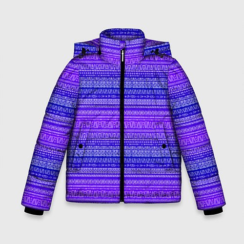 Зимняя куртка для мальчика Узор в стиле бохо на фиолетовом фоне / 3D-Светло-серый – фото 1