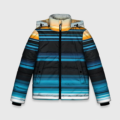 Зимняя куртка для мальчика Градиент восход солнца / 3D-Светло-серый – фото 1