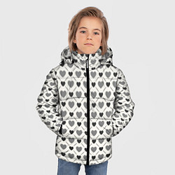 Куртка зимняя для мальчика Сердечки черно-белые паттерн, цвет: 3D-светло-серый — фото 2