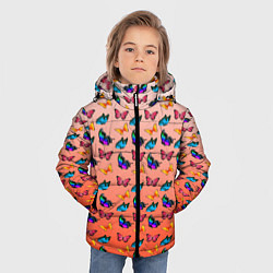 Куртка зимняя для мальчика Яркие и необычные бабочки, цвет: 3D-светло-серый — фото 2