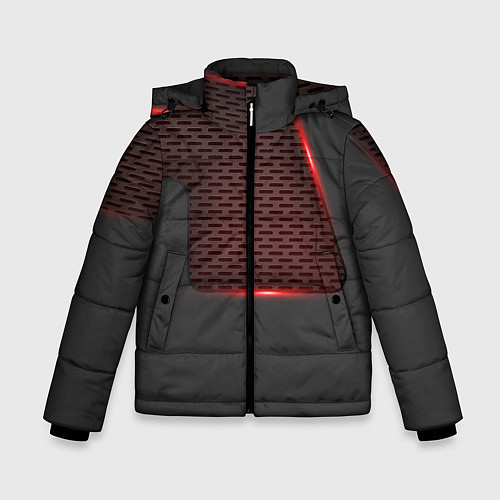 Зимняя куртка для мальчика Объемная красная сетка на черной пластине / 3D-Светло-серый – фото 1