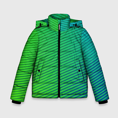 Зимняя куртка для мальчика Зелено-голубой градиент / 3D-Светло-серый – фото 1
