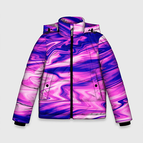 Зимняя куртка для мальчика Розово-фиолетовый мраморный узор / 3D-Красный – фото 1