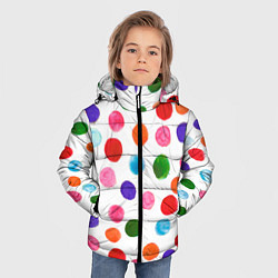 Куртка зимняя для мальчика Веселые акварельные кружочки, цвет: 3D-светло-серый — фото 2