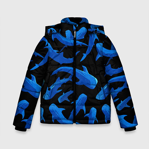Зимняя куртка для мальчика Стая акул - паттерн / 3D-Красный – фото 1