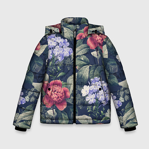 Зимняя куртка для мальчика Цветы Мистический Сад / 3D-Светло-серый – фото 1