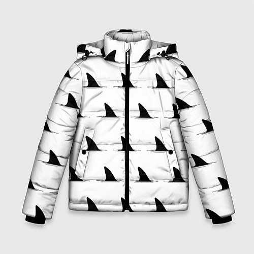 Зимняя куртка для мальчика Плавники акул - паттерн / 3D-Светло-серый – фото 1