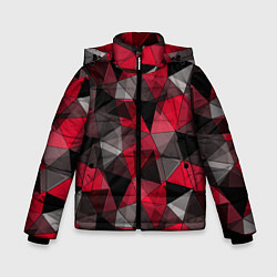 Куртка зимняя для мальчика Красно-серый геометрический, цвет: 3D-светло-серый