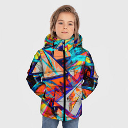 Куртка зимняя для мальчика Яркий неоновый абстрактный узор, цвет: 3D-черный — фото 2