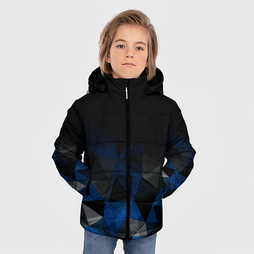 Зимняя куртка для мальчика Черно-синий геометрический / 3D-Светло-серый – фото 3