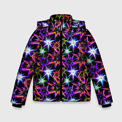 Куртка зимняя для мальчика Неоновые звезды на черном, цвет: 3D-черный