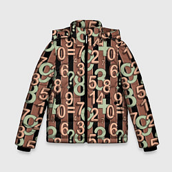 Куртка зимняя для мальчика Коричневый узор Математика темный фон, цвет: 3D-красный