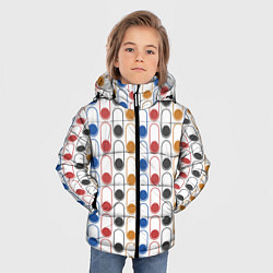 Куртка зимняя для мальчика Узор из разноцветных суперэллипсов прямоугольников, цвет: 3D-красный — фото 2