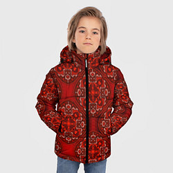 Куртка зимняя для мальчика Красные абстрактные круглые узоры, цвет: 3D-светло-серый — фото 2