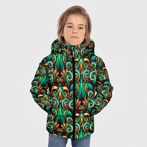 Зимняя куртка для мальчика Объемные яркие узоры / 3D-Светло-серый – фото 3