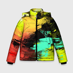 Куртка зимняя для мальчика Яркий красочный гранж, цвет: 3D-черный