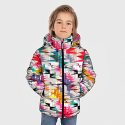 Куртка зимняя для мальчика Многоцветный абстрактный геометрический, цвет: 3D-красный — фото 2